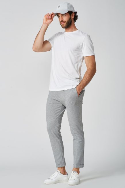 GREY LACE JERSEY TROUSERS