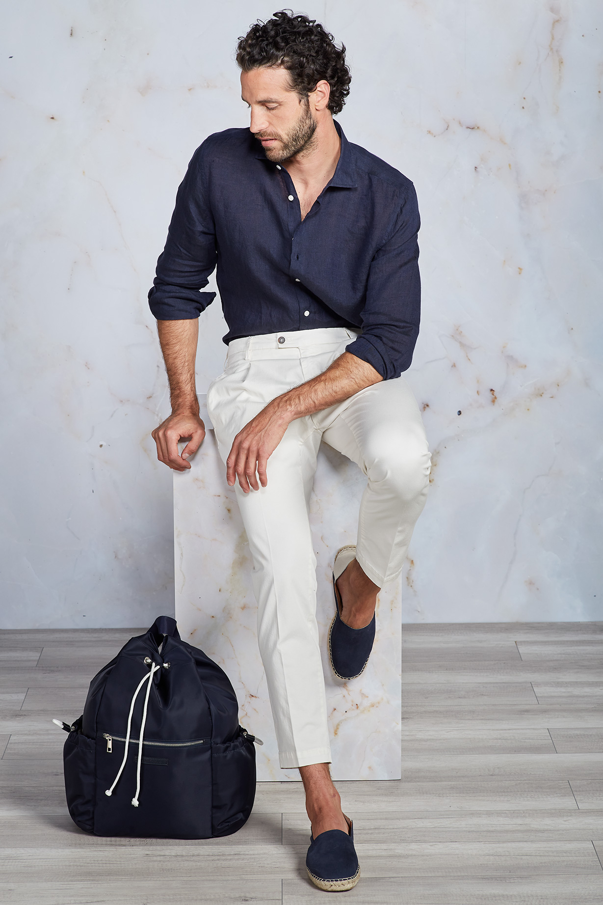 WHITE FILLED POCKET TROUSERS