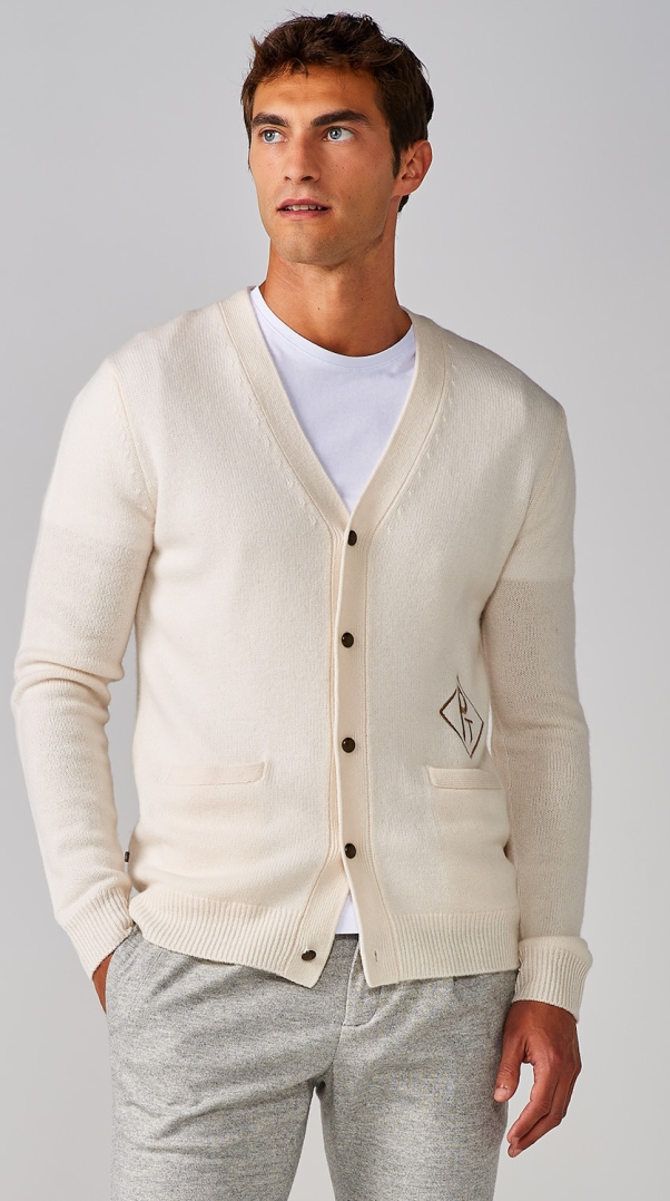 OFF WHITE EMBROIDERED CARDIGAN WITH BUTTONS