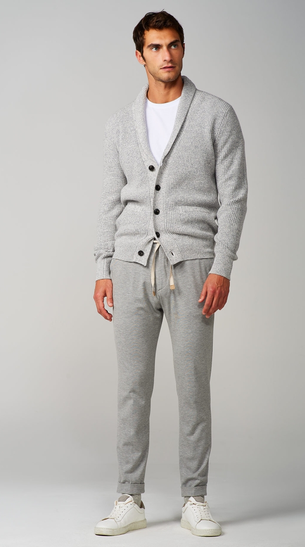 GREY LACE JERSEY TROUSERS