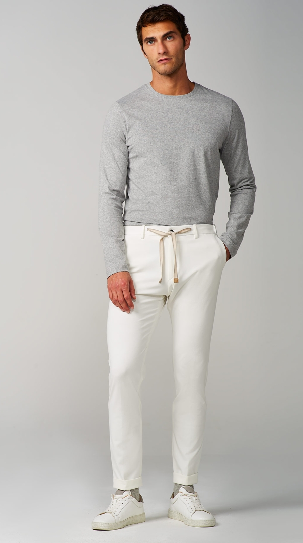 WHITE LACE JERSEY TROUSERS