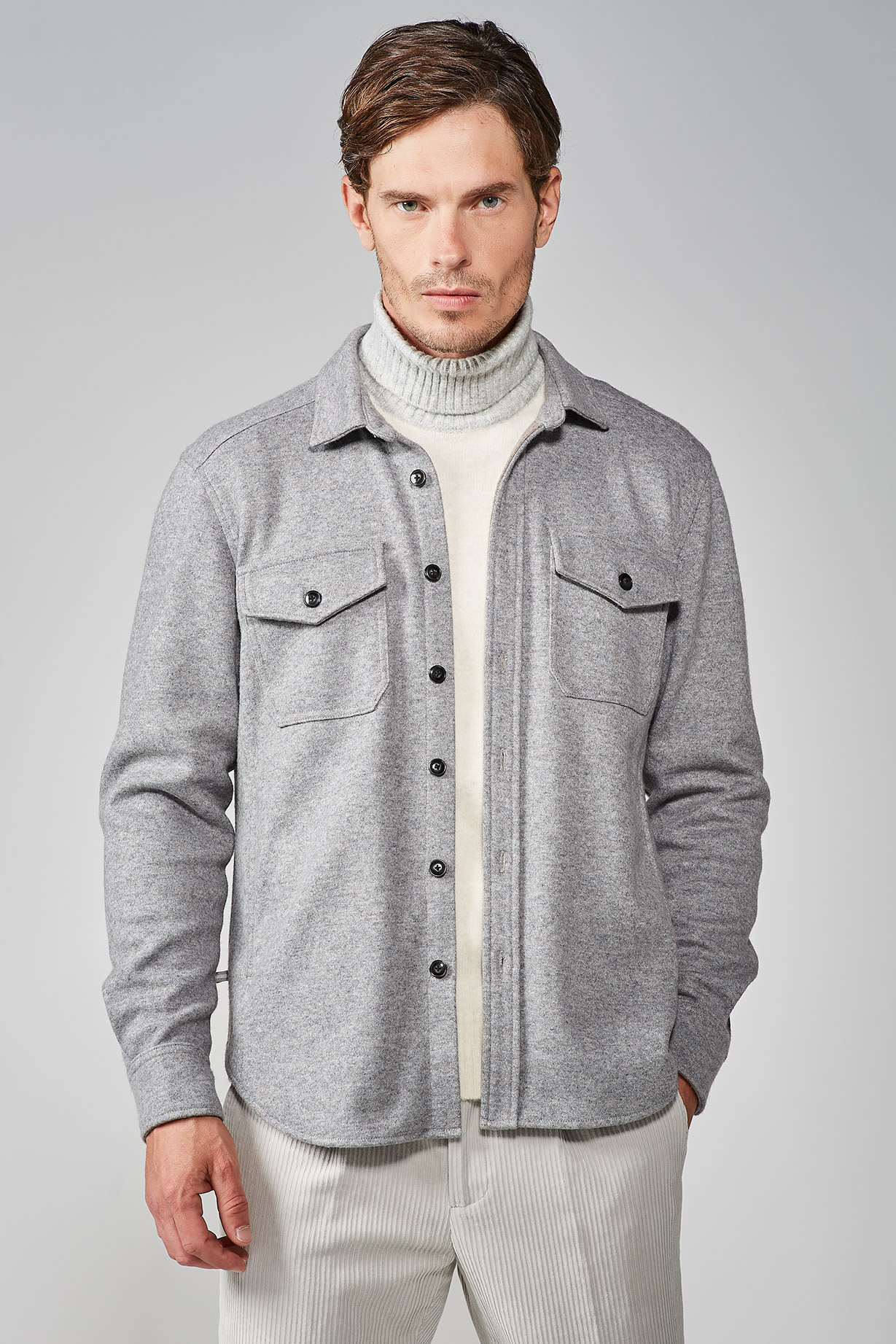 BICOLOR KNITTED OVERSHIRT