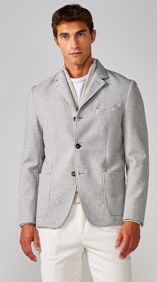 OVERJACKET WITH FOUR BUTTONS IN LIGHT GREY