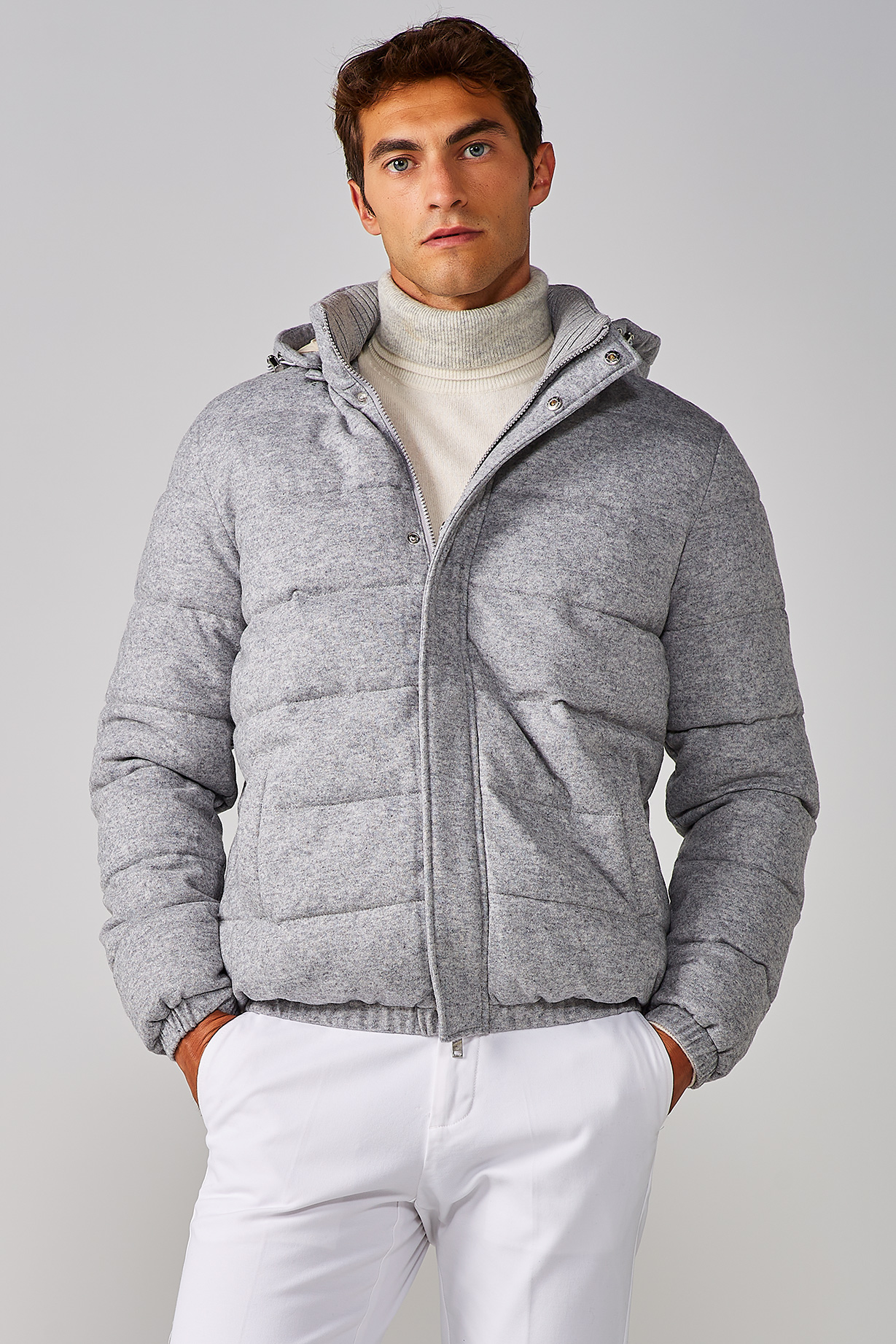 GREY KNITTED PADDED JACKET