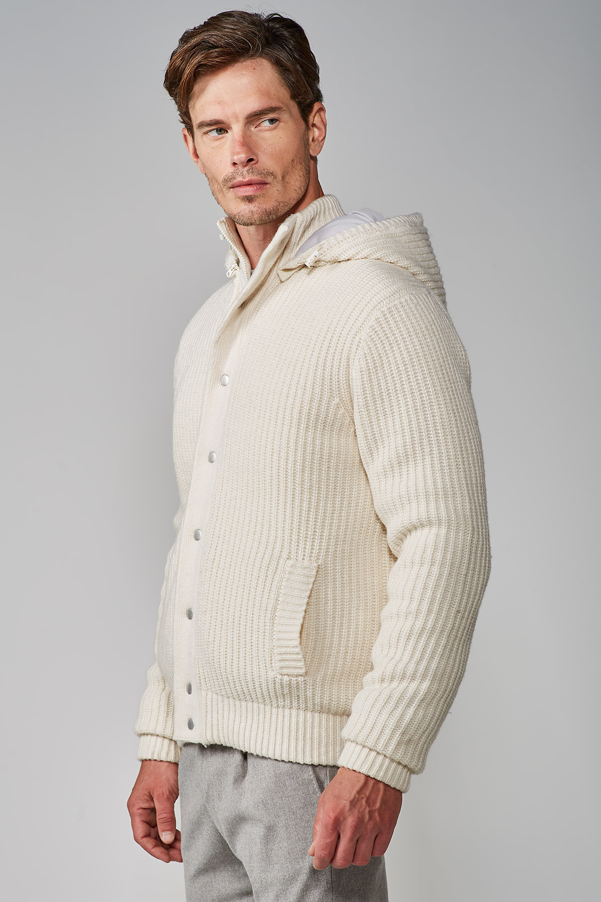 WHITE KNITTED PADDED JACKET - Paul Taylor EN