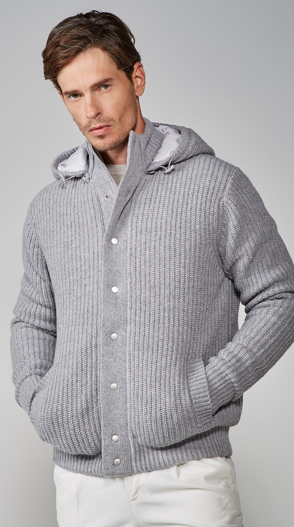 GREY KNITTED PADDED JACKET