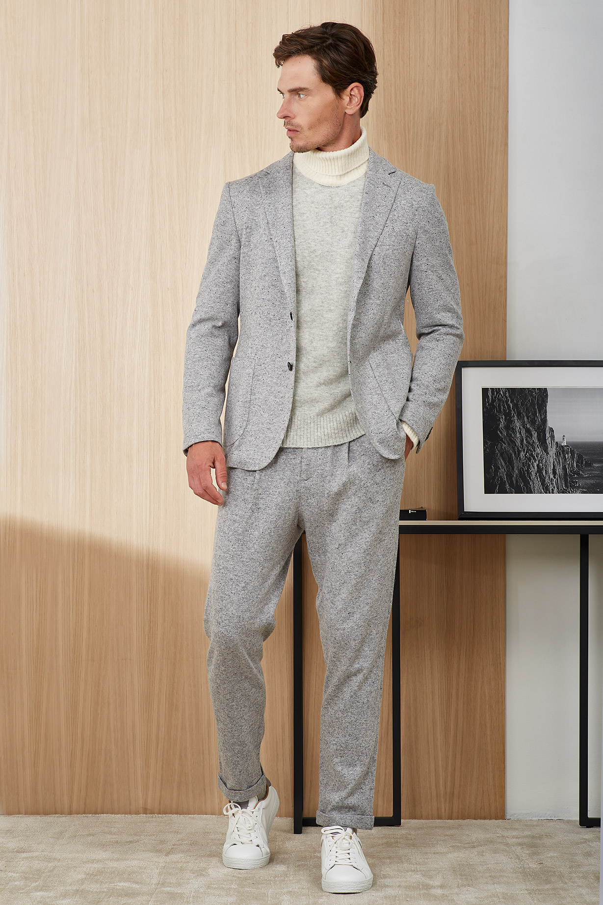GREY BUTTONED KNITTED JERSEY TROUSER