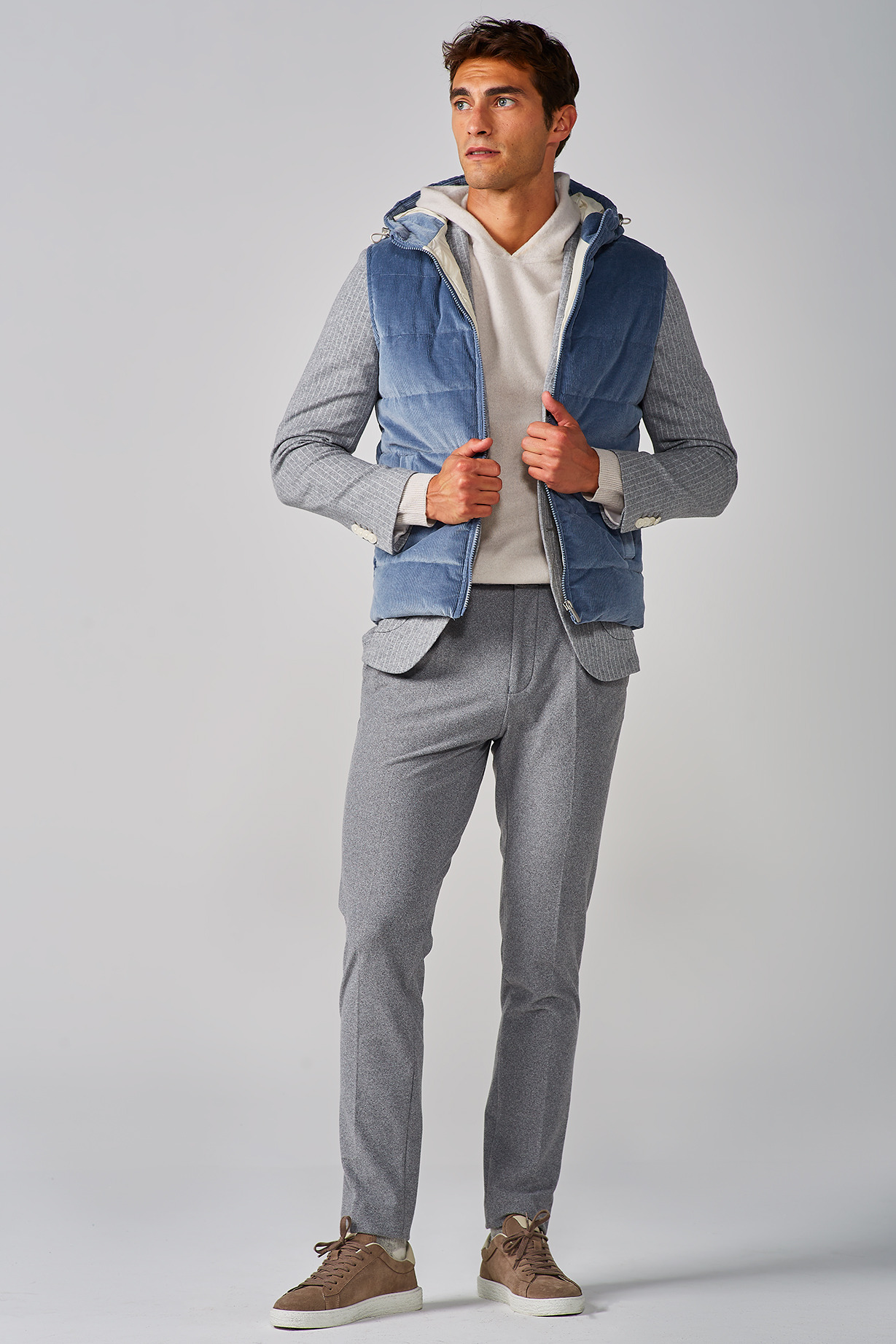 GREY WIDE FIT BRUSHED JERSEY TROUSER