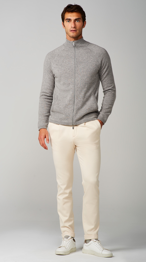 BEIGE LACE-UP JERSEY CAVALRY TROUSERS