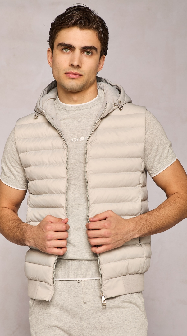 ICE NYLON VEST WITH KNITTED BACK