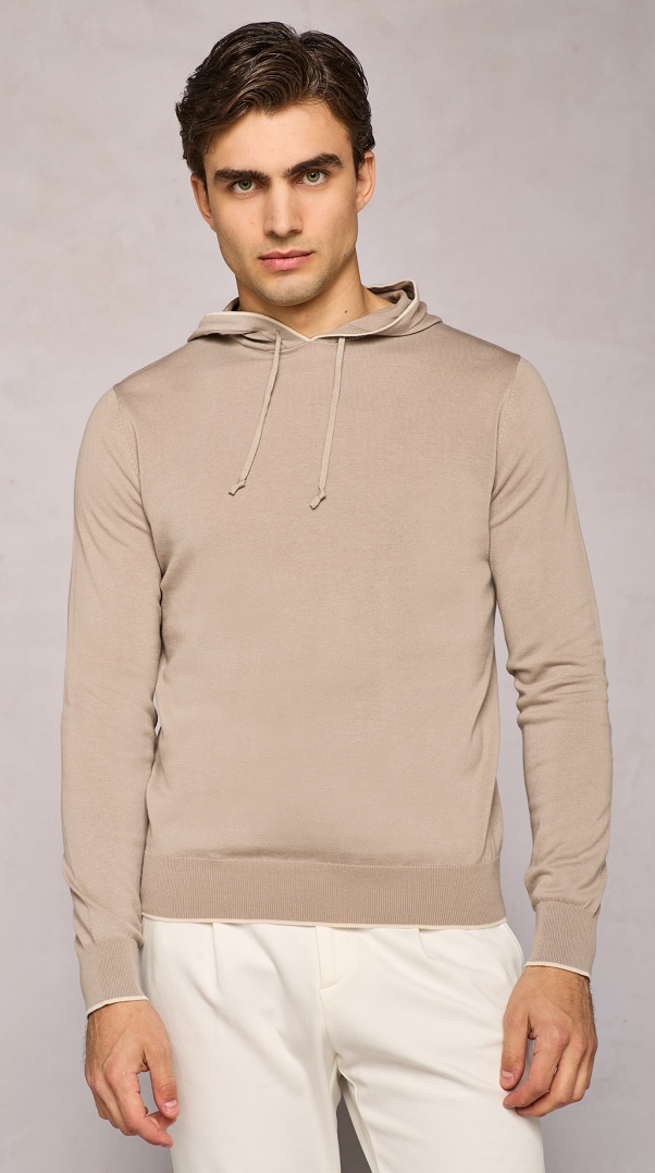 LIGHT TAUPE ULTRALIGHT HOODED SWEATER