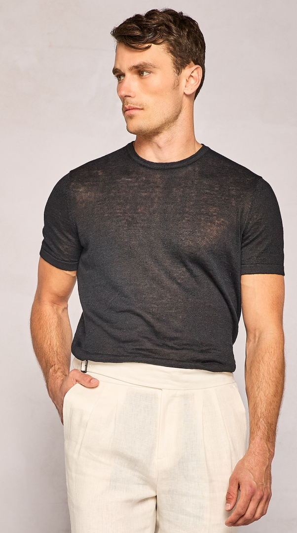 BLACK KNITTED T-SHIRT