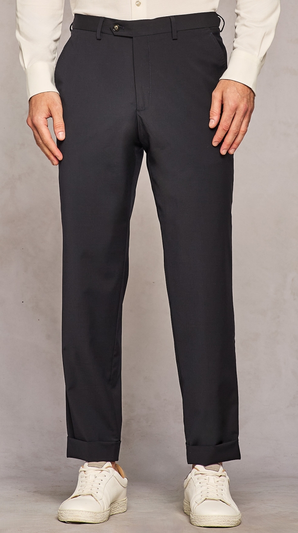 WIDE FIT NATURAL STRETCH BLUE TROUSERS